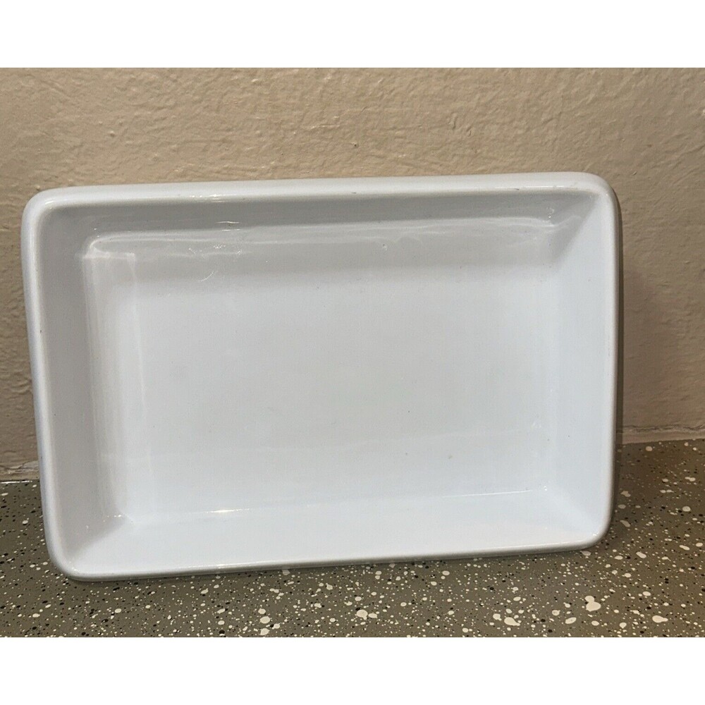 Vintage RECTANGLE WHITE  Glass Casserole‎ Dish 8.5x5.5" FARBERWARE